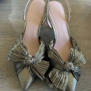 Loeffler Randall Gold Bow Slingback Heels